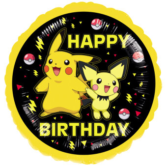 Folienballon Happy Birthday Pokemon Pikachu 43cm