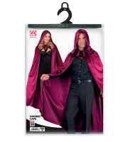 Bordeaux Roter Umhang mit Kapuze aus Samt