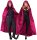 Bordeaux Roter Umhang mit Kapuze aus Samt