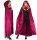 Bordeaux Roter Umhang mit Kapuze aus Samt