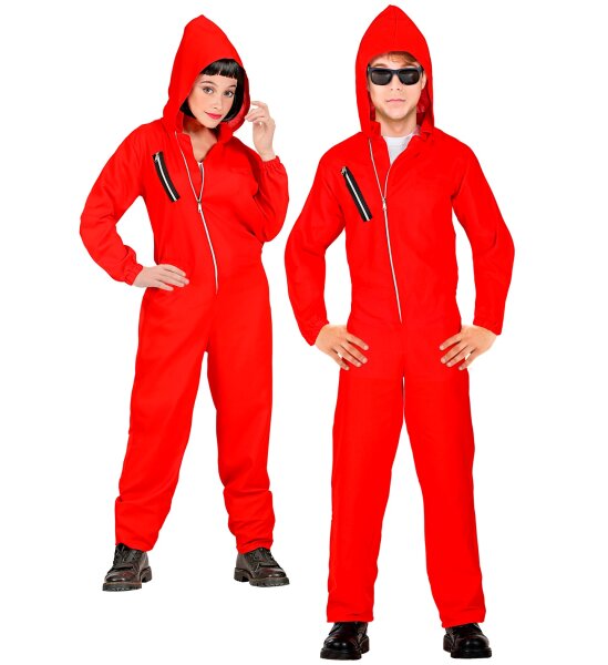 Kinderkostüm roter Overall für Bankräuber