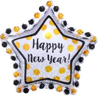 Riesen Folienballon Stern Happy New Year 76cm