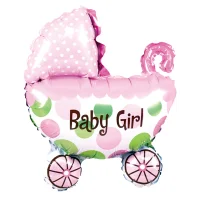Kinderwagen mit dem Schriftzug Baby Girl Folienballon 80cm
