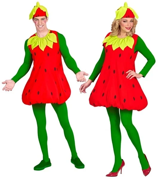 Kostüm Erdbeere Kleid und Kopfschmuck für Sie und Ihn One Size