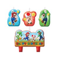 4 Super Mario und Luigi Figurenkerzen