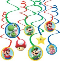 12 Super Mario Swirl Girlanden Hängedeko