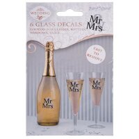 6 Aufkleber Mr. & Mrs. für Gläser zur Hochzeit