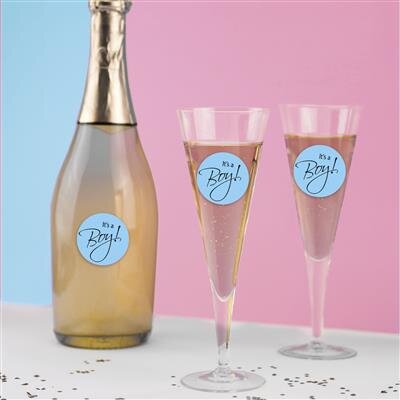 6 Aufkleber It´s a Boy für Gläser zur Baby Gender Party