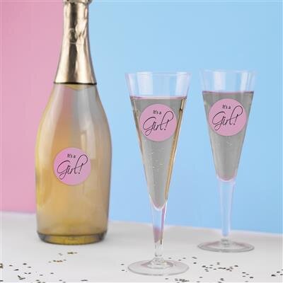 6 Aufkleber It´s a Girl für Gläser zur Baby Gender Party