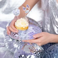 6 Disco Night Party Pappteller 18cm Einweg