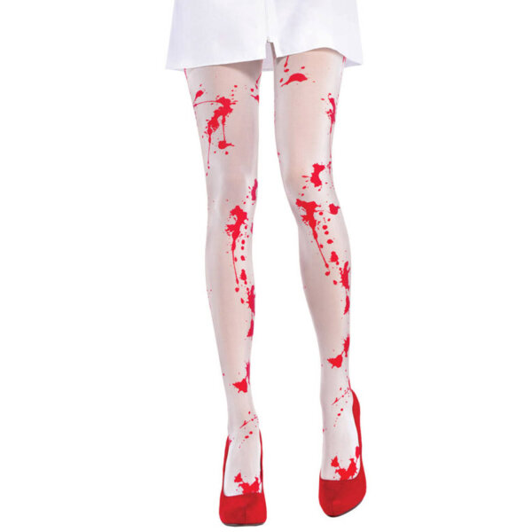 Strümpfe bzw. Strumpfhose in weiss mit Blut