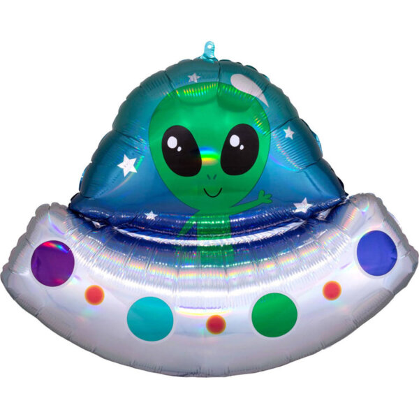 Folienballon Alien im Raumschiff holografisch