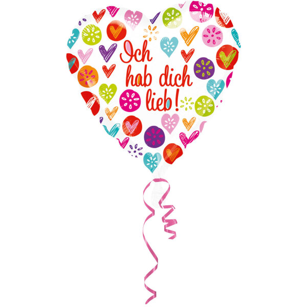 Folienballon Herzballon Ich hab Dich lieb !