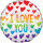Folienballon I Love You mit Regenbogenherzen