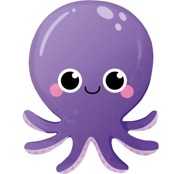 Folienballon lächelnder Tintenfisch oder Octopus