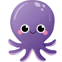 Folienballon lächelnder Tintenfisch oder Octopus