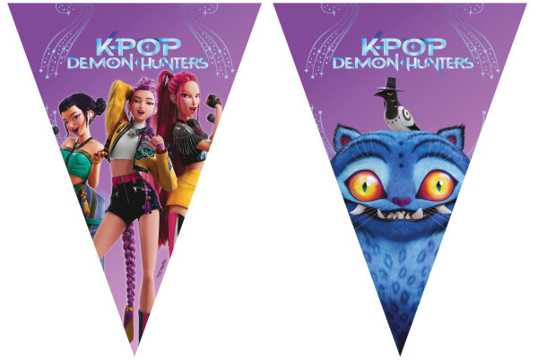 Wimpelkette K-POP Demon Hunters Papier Dreieck 230 cm