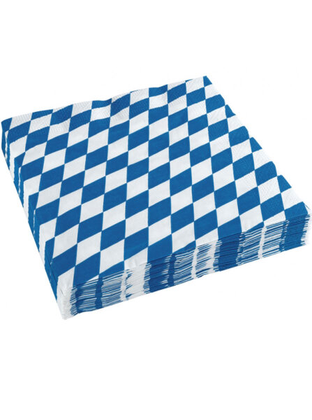 20 Oktoberfest Servietten 33 x 33 cm – Bayrisch blau 3-lagig