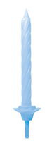 24 Tortenkerzen 8,5cm + 12 Halter hellblau