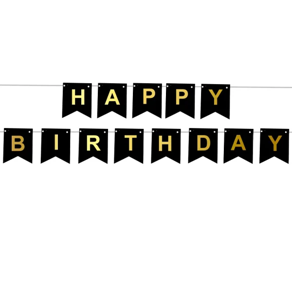 Happy Birthday Girlande zum Geburtstag schwarz gold