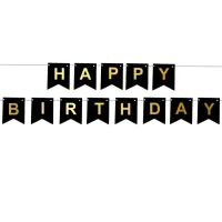 Happy Birthday Girlande zum Geburtstag schwarz gold