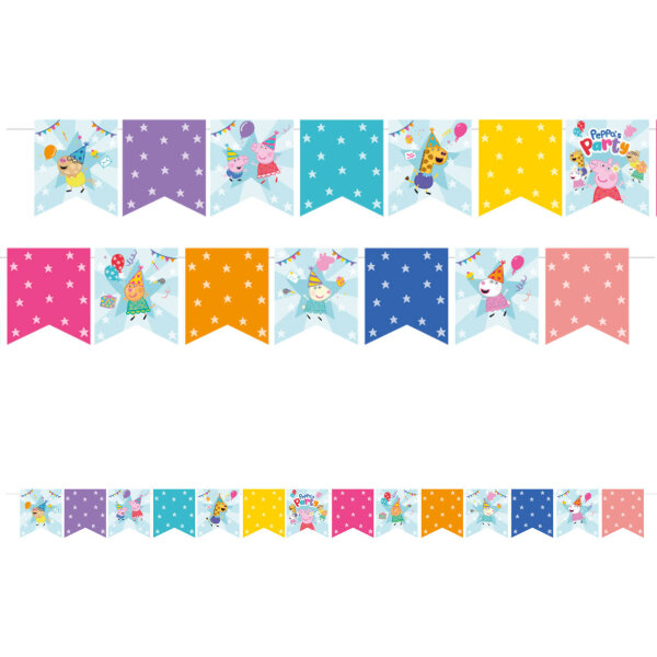 Wimpelkette Peppa Pig Party Deko Papier 2,4 m