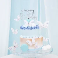 Torten Deko Happy Birthday Silber Topper Geburtstag