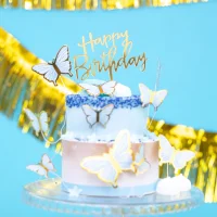 Torten Deko Happy Birthday Gold Topper Geburtstag
