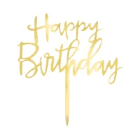 Tortenverzierung Happy Birthday in Gold-Spiegeloptik für die Seite der Torte