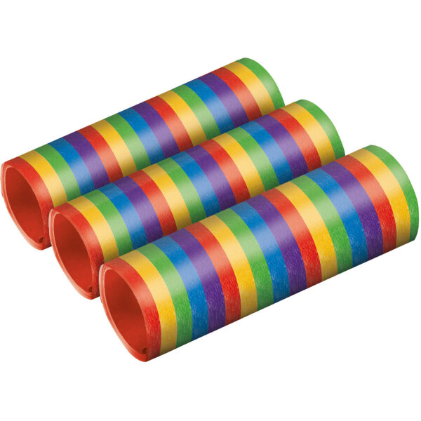 3er Party Luftschlangen metallic bunt Regenbogen