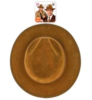 Vintage Cowboy Hut braun Fedora Wildlederoptik
