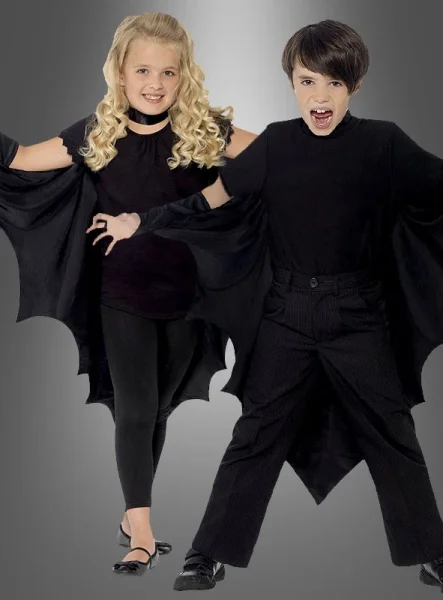 Halloween Schwarzer Vampir Fledermaus Umhang für Kinder