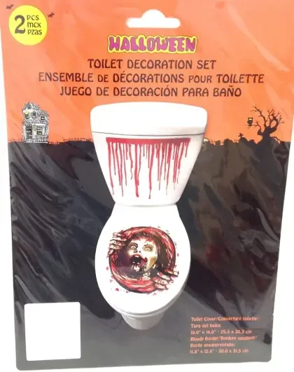 Halloween Toiletten WC Deko mit Zombie und Blutstreifen