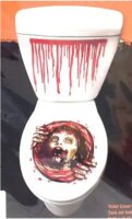 Halloween Toiletten WC Deko mit Zombie und Blutstreifen
