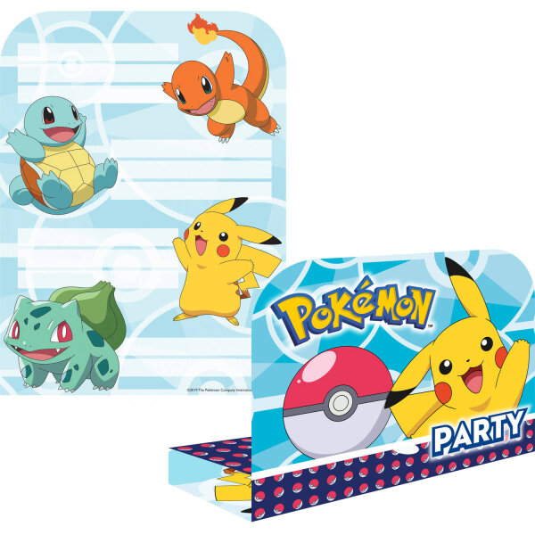 8 Einladungskarten Umschläge Pokémon Papier
