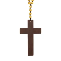 Halskette Heiliges Kreuz Holz Perlen für Mönch Nonne