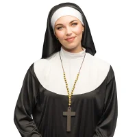 Halskette Heiliges Kreuz Holz Perlen für Mönch Nonne