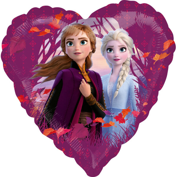 Folienballon Herz Anna & Elsa Frozen mit Herbstlaub von Disney