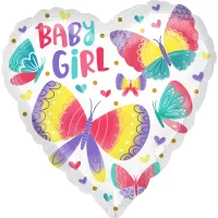 Folienballon Baby Girl mit Schmetterlingen 43 cm