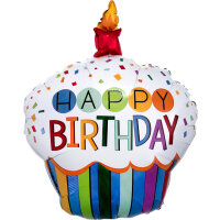 Folienballon Cupcake mit Kerze Happy Birthday