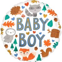 Folienballon Baby Boy mit Waldtieren 43 cm