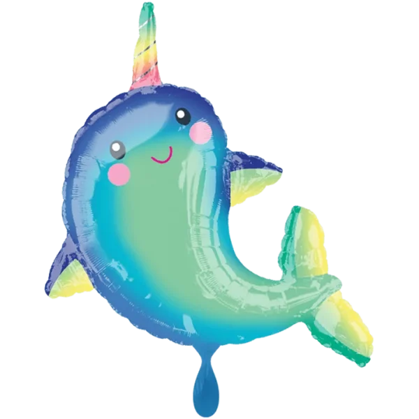 Folienballon happy Narwal oder Baby Wal 99cm