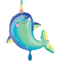 Folienballon happy Narwal oder Baby Wal 99cm