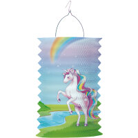 Einhorn Laterne mit Regenbogen als Zuglaterne
