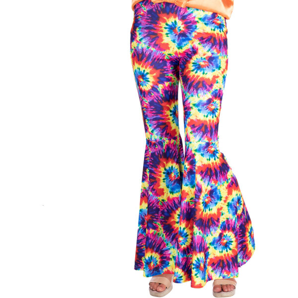 70 er Jahre Schlaghose in bunt Rainbow Batikoptik