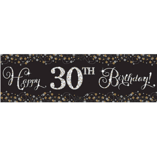 Happy Birthday Banner Gold Celebrations personalisierbar Folie