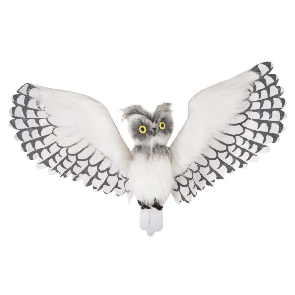 Halloween Deko Eule weiss 100 cm mit Animatronic
