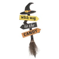 Halloween Deko Hexenbesen als Wegweiser