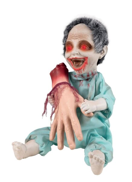 Halloween Deko Zombie mit abgerissener Hand und Animatronic