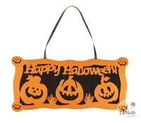 Happy Halloween Party Schild mit Kürbissen